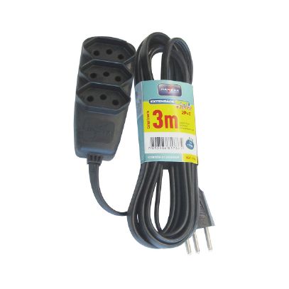 EXTENSAO DANEVA SORT PP 3P NBR 03m 0,75mm PRETA